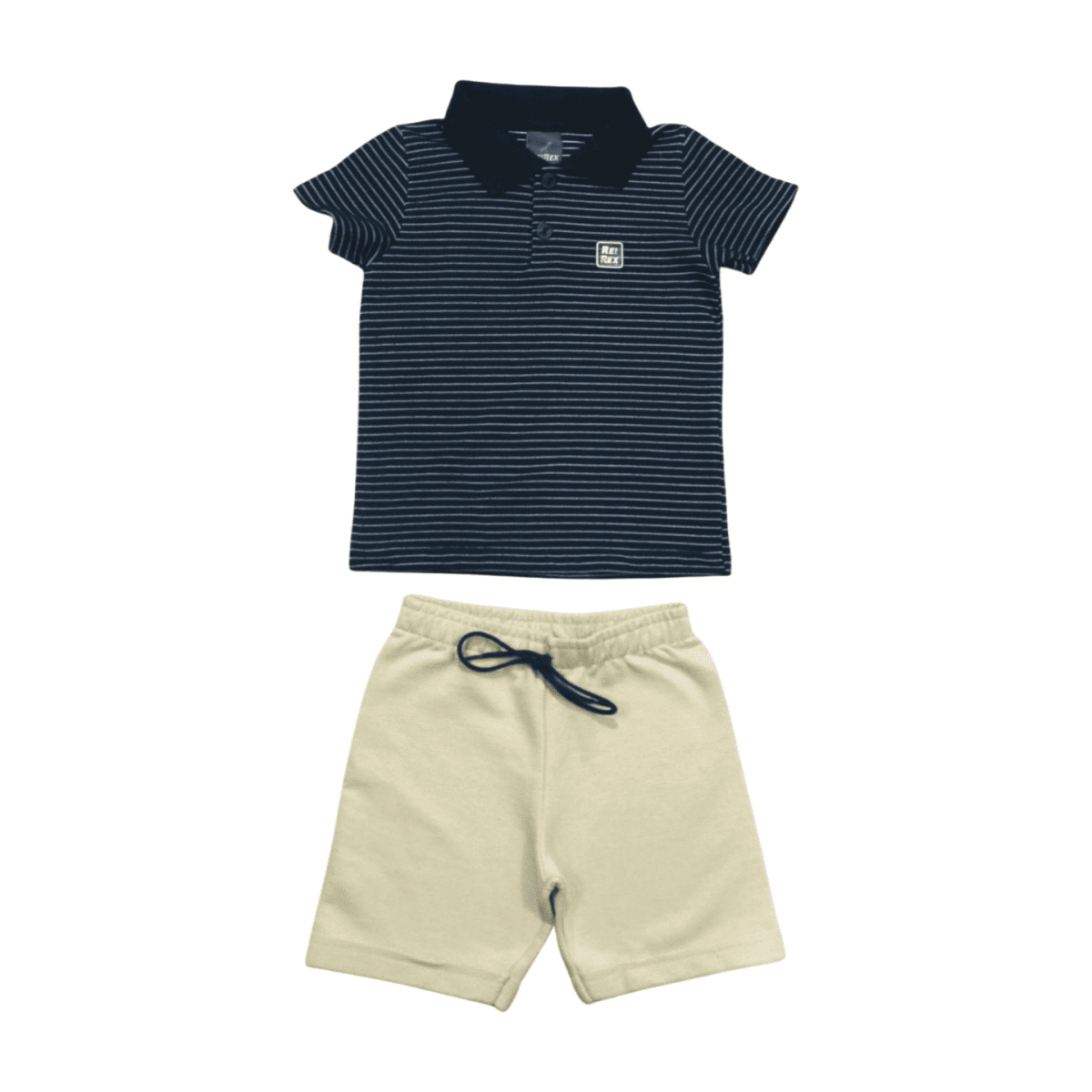 Conjunto Masculino Polo Listrada e Bermuda Moletinho 47031 - Rei Rex