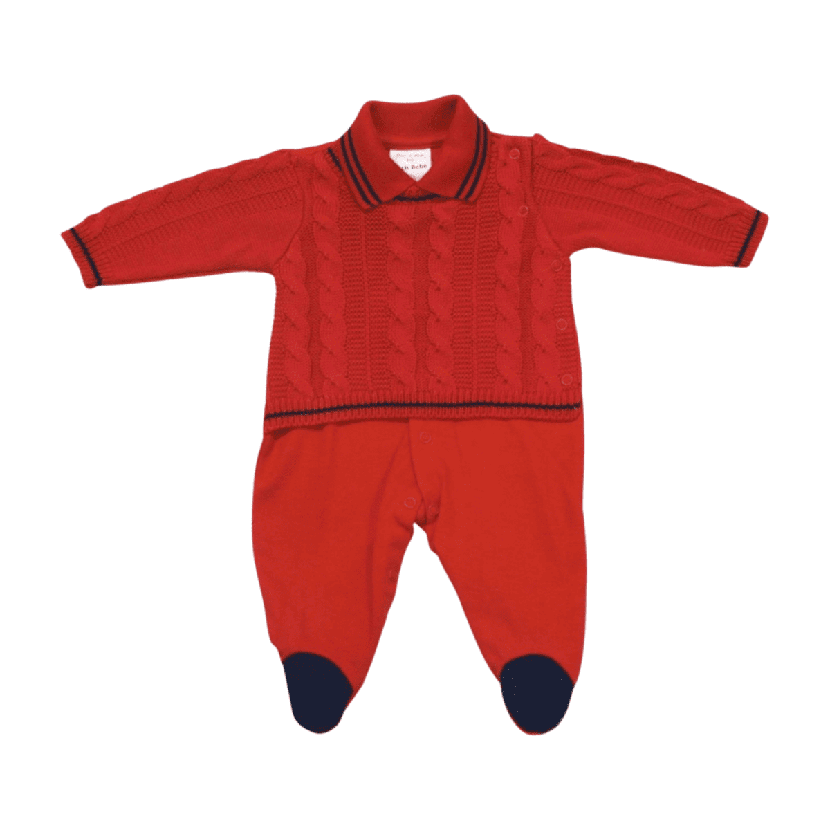 Macacão Suedine Longo com  Tricô Masculino  7580 - Beth Bebê