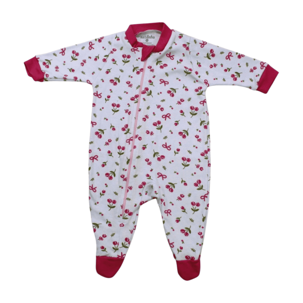 Macacão Suedine Longo Feminino com Ziper Flores 0201321 – Estilinho