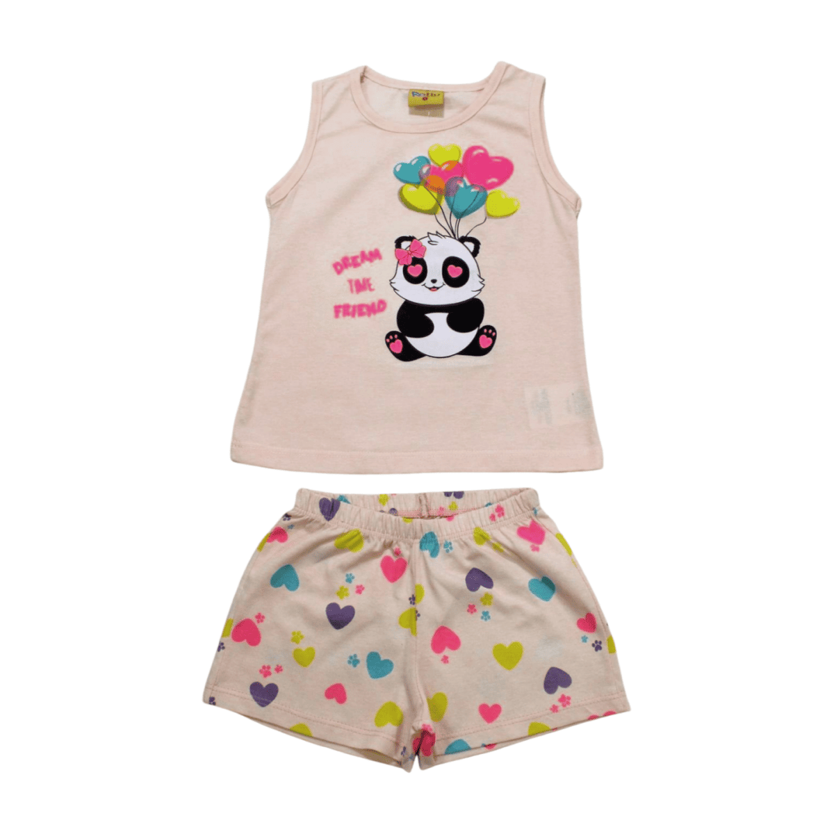 Pijama Curto Cavado Feminino Estampa Panda Brilha no Escuro 22196 - Rollu