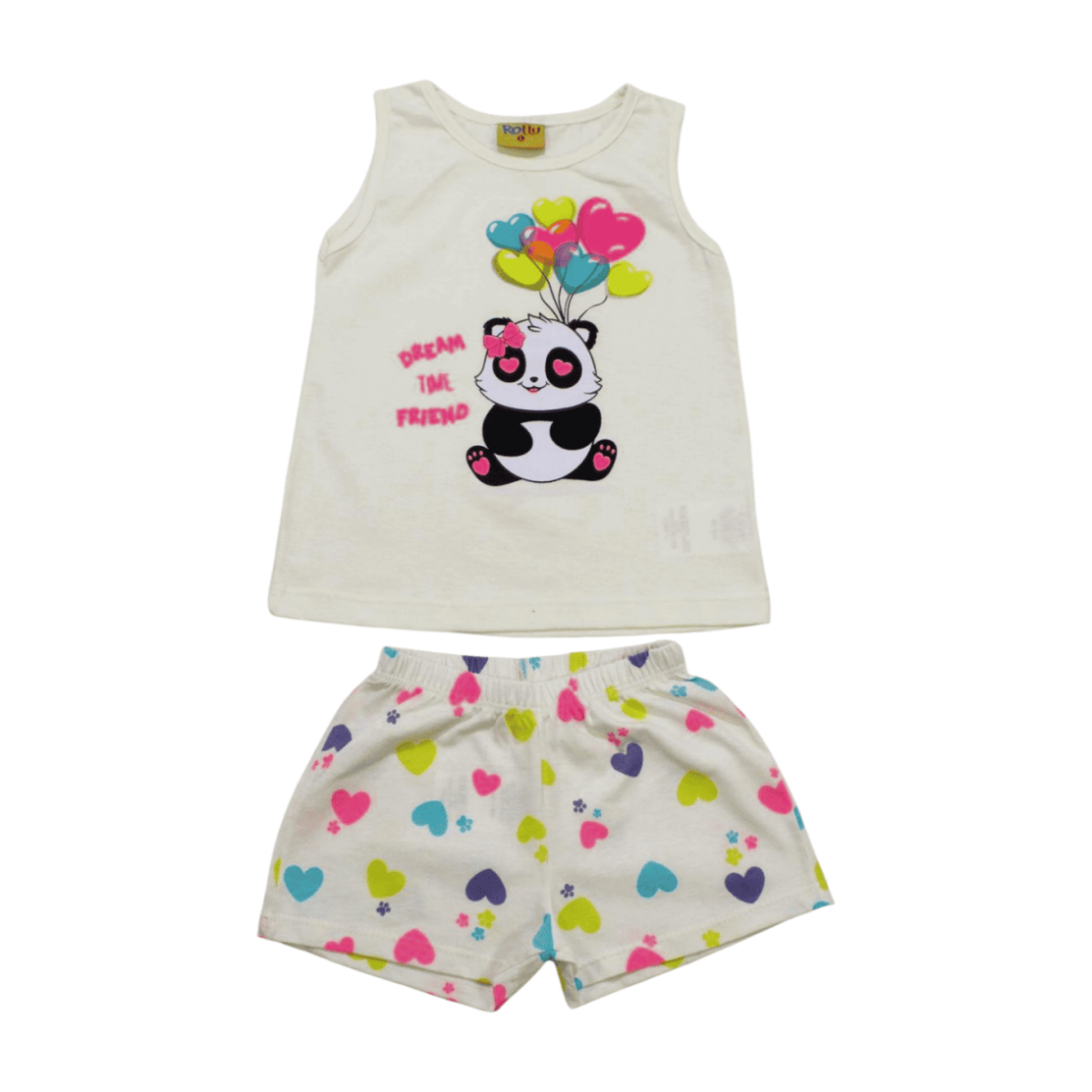 Pijama Curto Cavado Feminino Estampa Panda Brilha no Escuro 22196 – Rollu