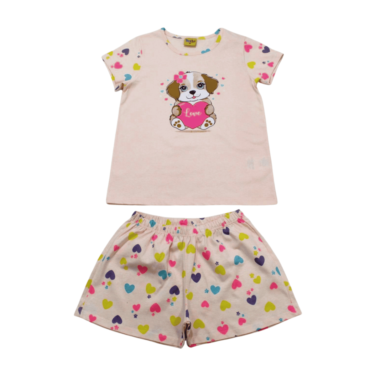 Pijama Curto Feminino Estampa Love Brilha no Escuro 22193 - Rollu