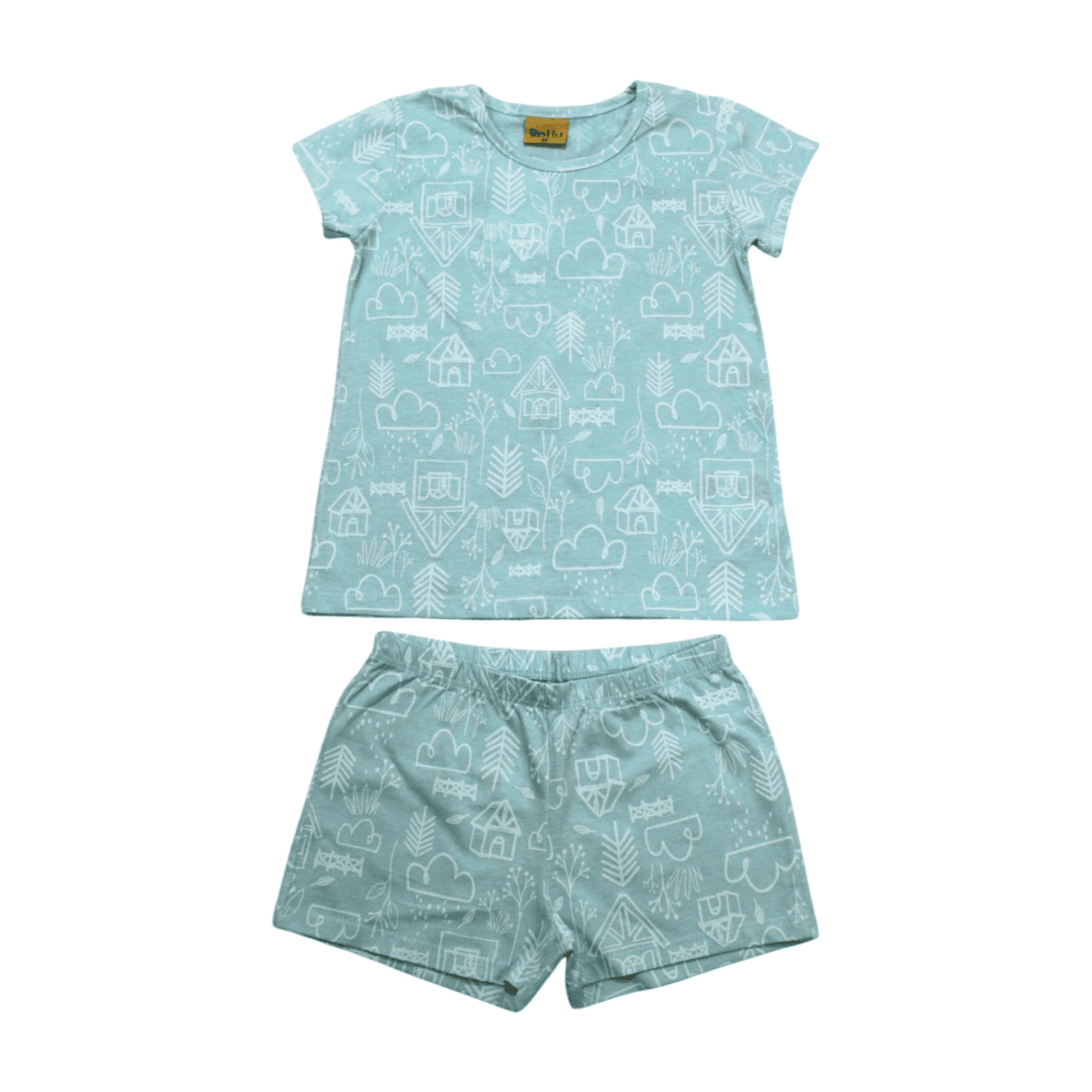 Pijama Malha Curto Feminino Estampa Coração Brilha no Escuro 22194 - Rollu