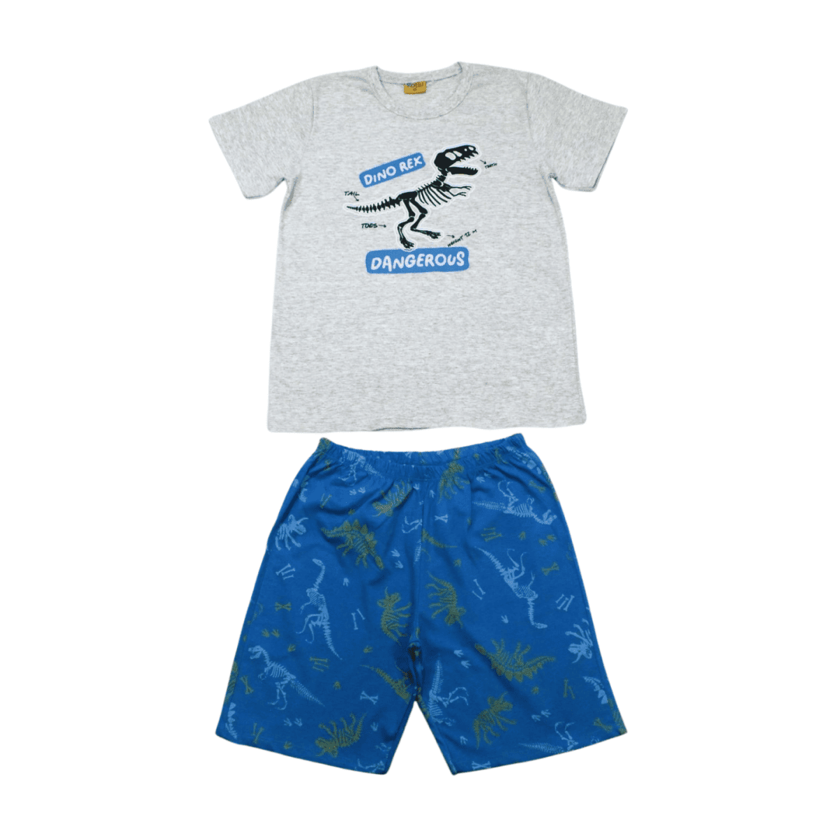 Pijama Malha Curto Masculino Estampa Dinossauros Brilha no Escuro 22293 - Rollu