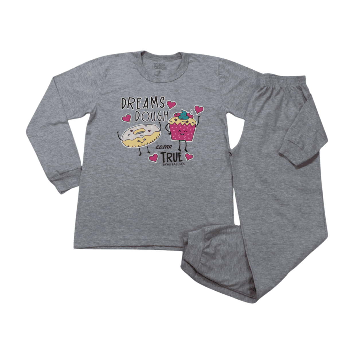 Pijama Malha Longo Feminino Estampa Dreams Brilha no Escuro 9284 - Bicho Bagunça