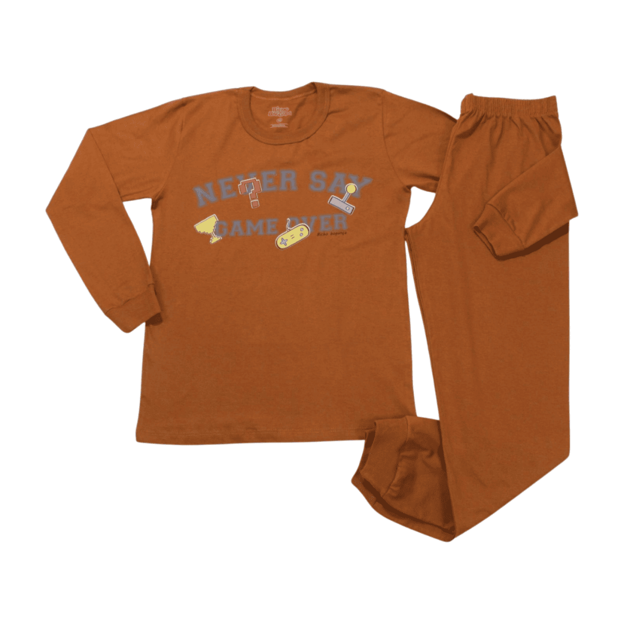 Pijama Malha Longo Masculino Estampa Never Brilha no Escuro 9286 - Bicho Bagunça
