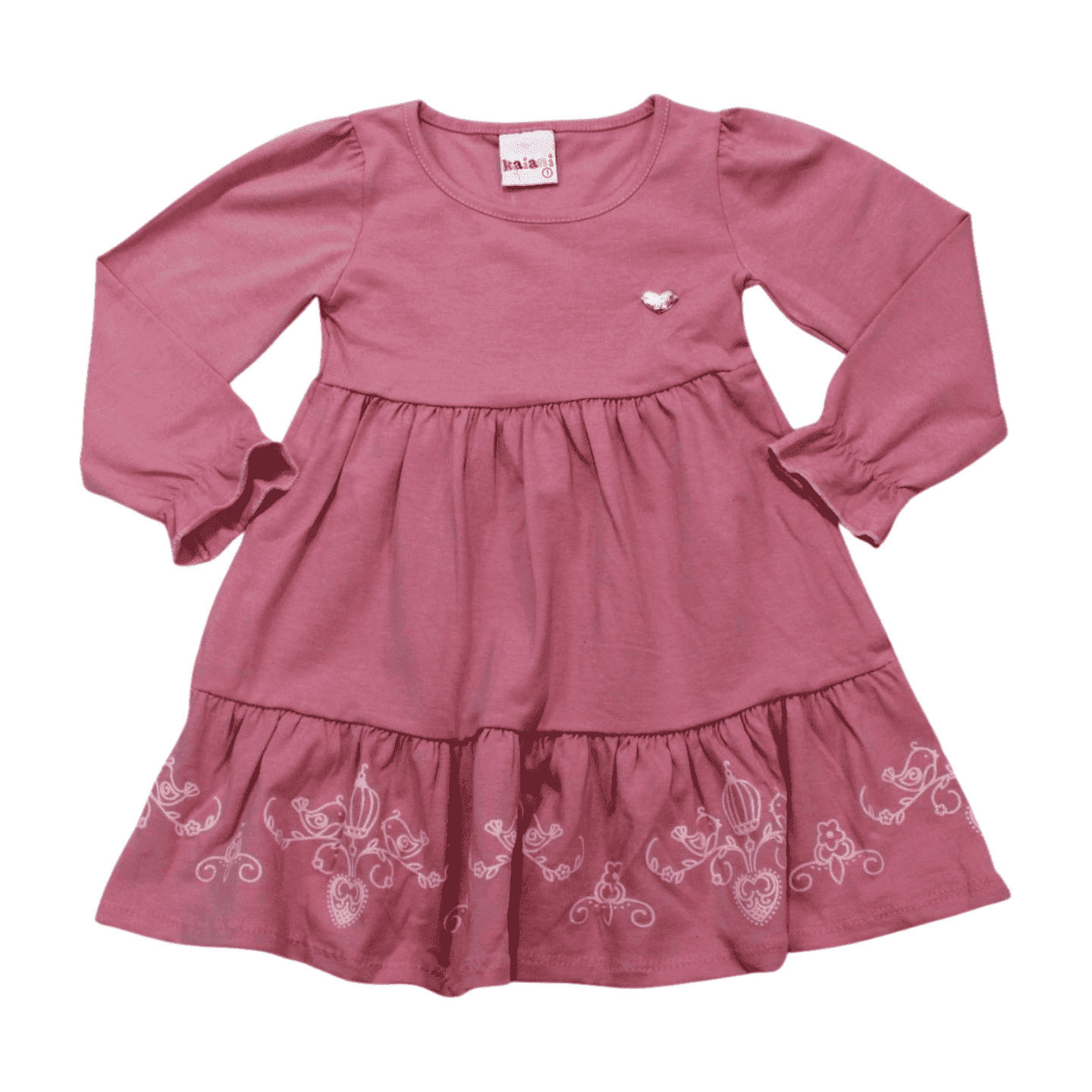 Vestido Manga Longa com Estampa na Barra 11675 - Kaiani