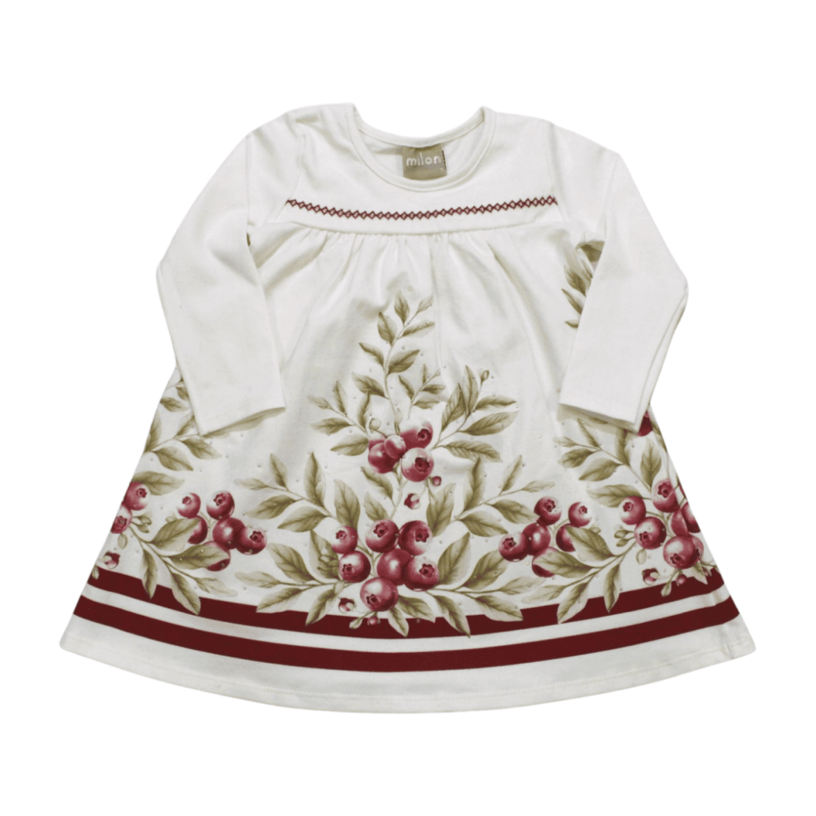 Vestido Manga Longa Estampado com Strass 2000750 – Milon