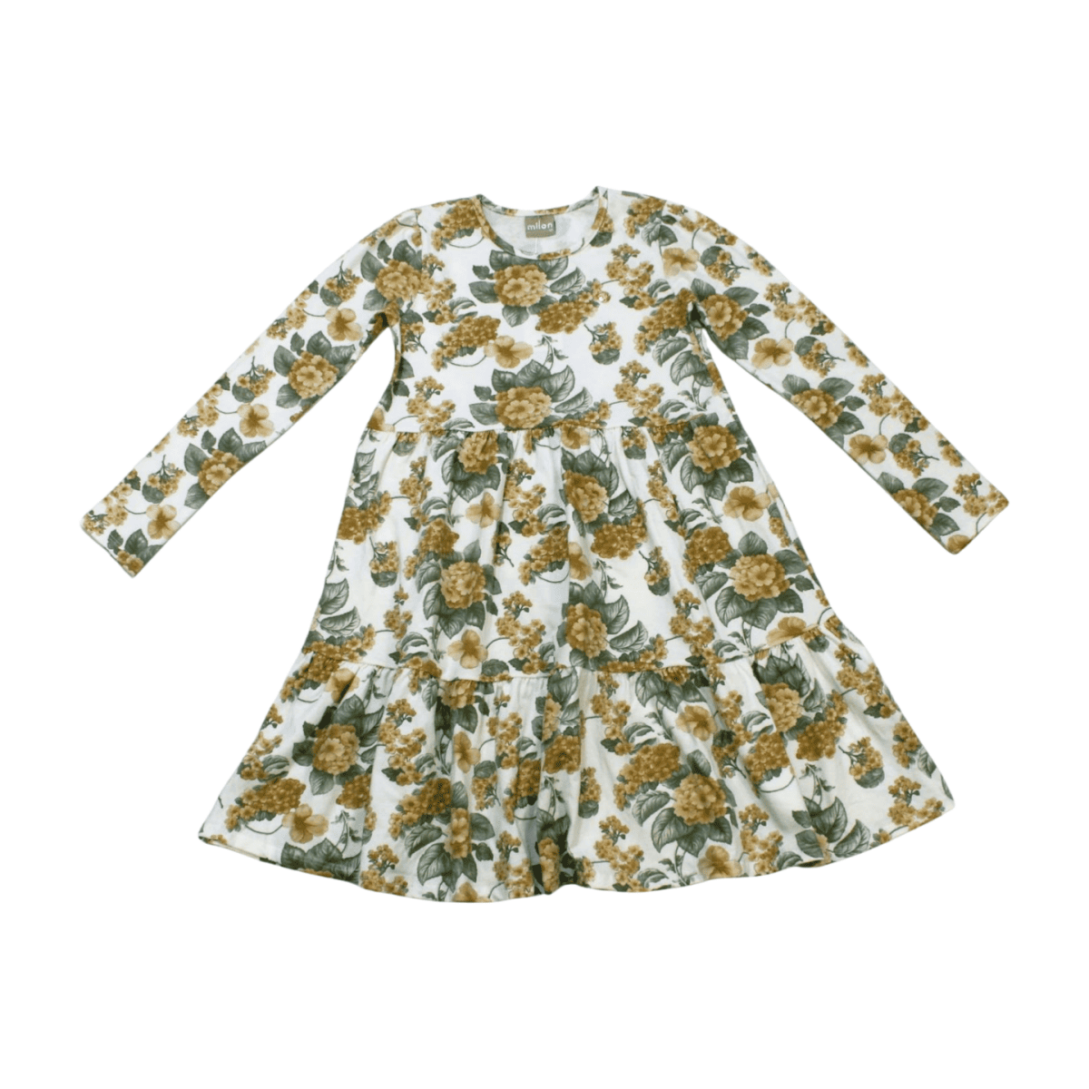 Vestido Manga Longa Estampado Flores 2000780 - Milon