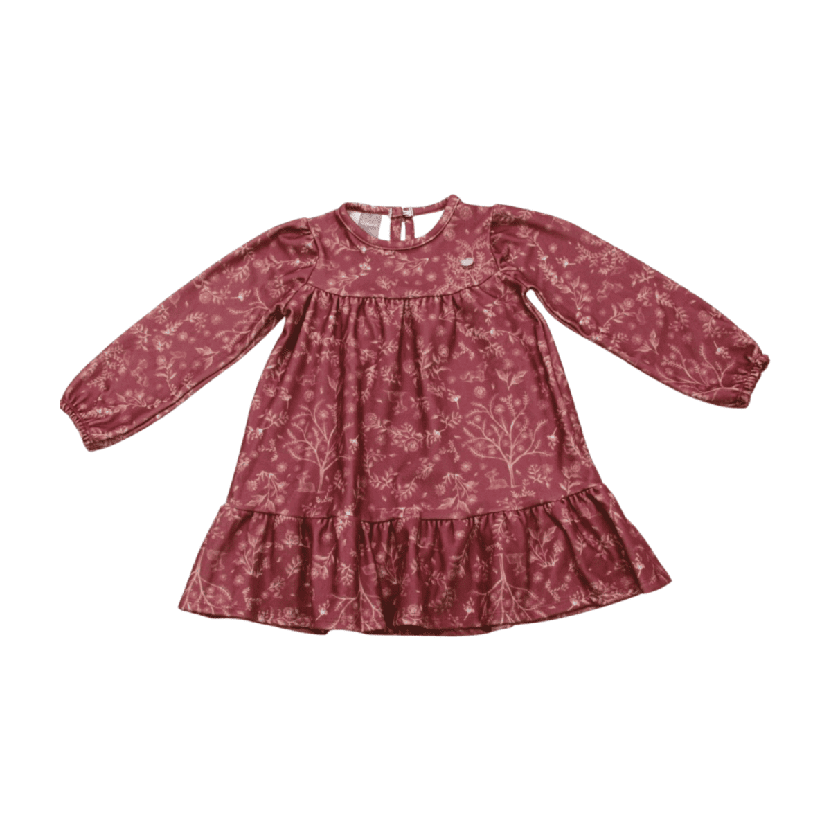 Vestido Soft Manga Longa Estampado Folhas 55907 - Brandili Mundi